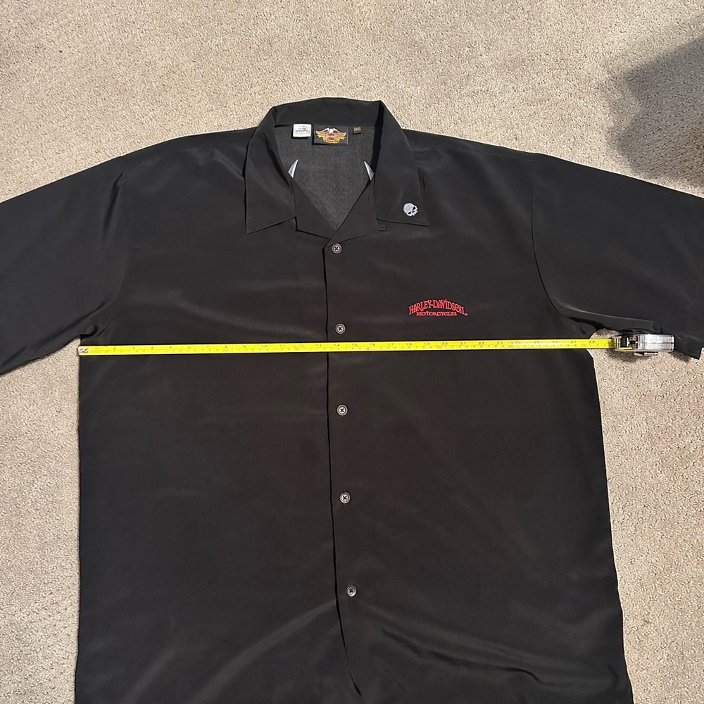 Vintage polyester Harley-Davidson Black Casual Button-Down Shirt XXL